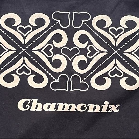 Alp-n-Rock Snowflake V Neck Long Sleeve Top Black Reversible Hearts Size XS/S - Picture 6 of 9